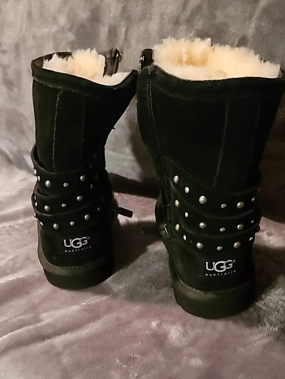 UGG Black Studded Shearling-Lined Kids Boots